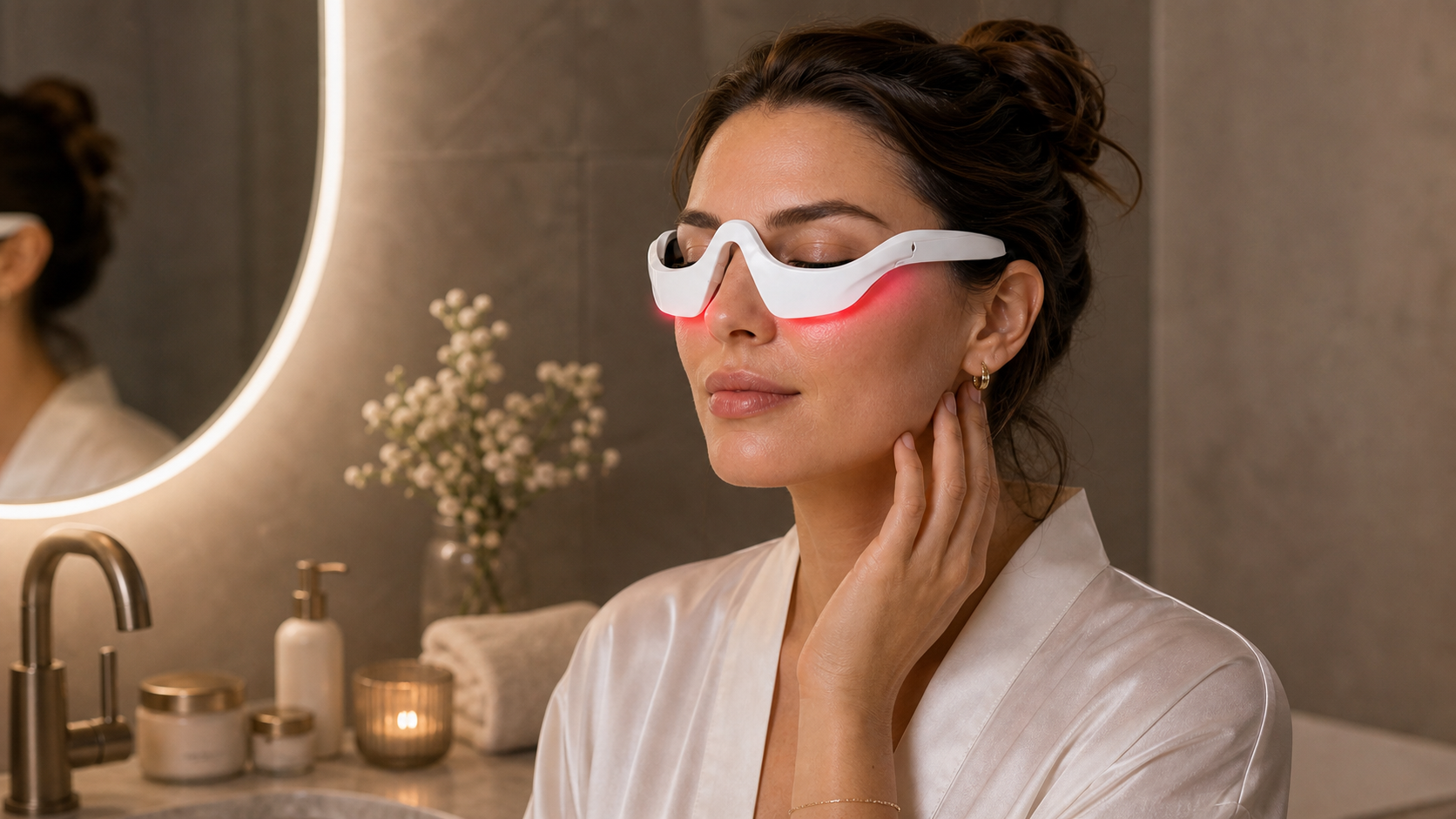 Persona usando Ikigai EyeRest dentro de una rutina facial